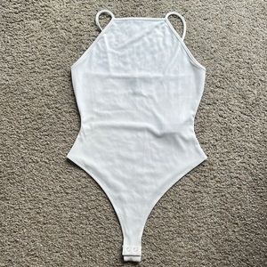 White spaghetti strap bodysuit